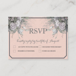 Elegante Roze Grijs & Grijs Menu Keuze RSVP Briefk