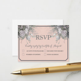 Elegante Roze Grijs & Grijs Menu Keuze RSVP Briefk