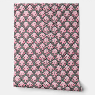 Elegante Roze Grijze Art Deco Peel en Stick Behang