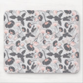 Elegante roze grijze bloemen muismat (Voorkant)