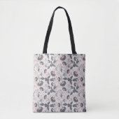 Elegante roze grijze bloemen tote bag (Voorkant)