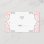 Elegante roze, grijze damast trouwplaats kaart plaatskaartje (Achterkant)