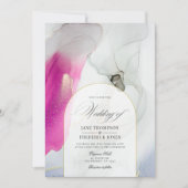 Elegante roze, grijze en gouden alcohol inkt bruil kaart (Voorkant)