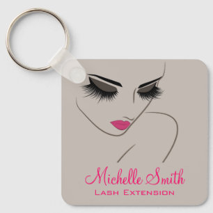 Elegante Roze Grijze Wimper Extensie Beauty Salon Sleutelhanger