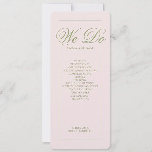 Elegante roze groen gestippelde bruiloft programma (Voorkant)