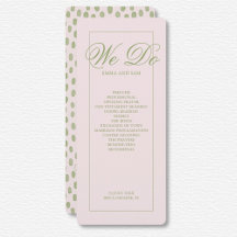 Elegante roze groen gestippelde bruiloft programma