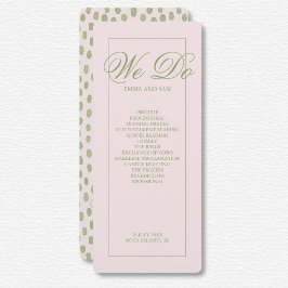 Elegante roze groen gestippelde bruiloft programma