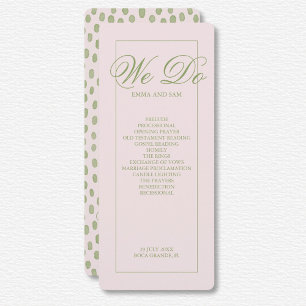 Elegante roze groen gestippelde bruiloft programma