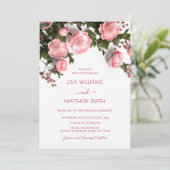 Elegante Roze Groene 3D Rozen Bruiloft Kaart (Staand voorkant)