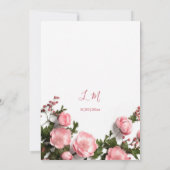 Elegante Roze Groene 3D Rozen Bruiloft Kaart (Achterkant)