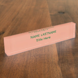 Elegante roze & groene aangepaste naam naambordje