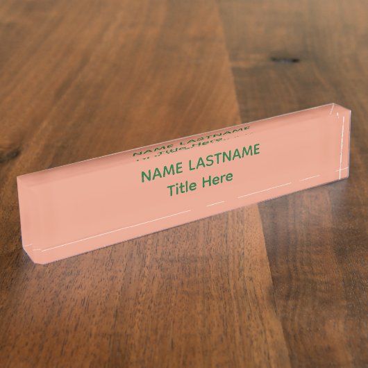 Elegante roze & groene aangepaste naam naambordje (Zijkant)