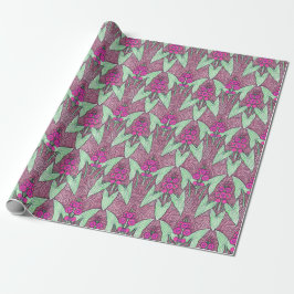 Elegante  Roze Groene Art Nouveau Bloemen Cadeaupapier