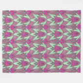 Elegante  Roze Groene Art Nouveau Bloemen Fleece Deken (Voorkant (Horizontaal))