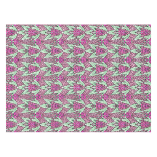 Elegante Roze Groene Art Nouveau Bloemen Tafelkleed (Voorkant (Horizontaal))