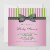 Elegante Roze Groene Baby Meisje Douche Kaart (Achterkant)