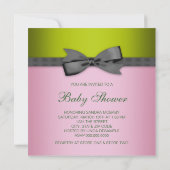 Elegante Roze Groene Baby Meisje Douche Kaart (Achterkant)