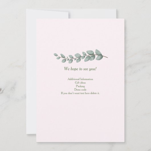 Elegante roze groene bloem 50e verjaardag van vrou kaart (Achterkant)