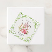 Elegante Roze Groene Bloem Bloemen Bruiloft Bedankjes Labels (In situ)