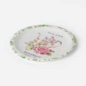 Elegante Roze Groene Bloem Bloemen Bruiloft Papieren Bordje (Gekanteld)