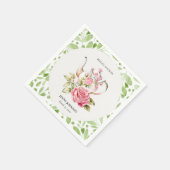 Elegante Roze Groene Bloem Bloemen Bruiloft Servet (Hoek)