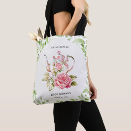 Elegante Roze Groene Bloem Bloemen Bruiloft Tote Bag