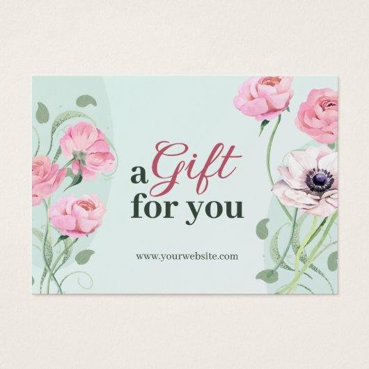 Elegante roze groene bloem een cadeau voor u visitekaartje (Voorkant)