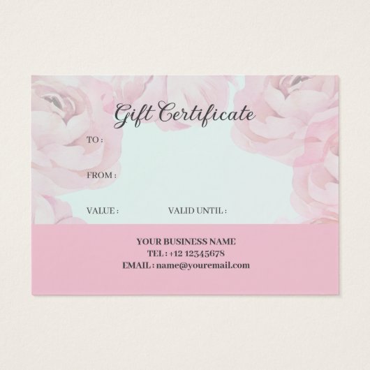 Elegante roze groene bloem een cadeau voor u visitekaartje (Achterkant)