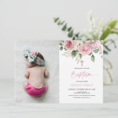 Elegante Roze Groene Bloemen Custom Afbeelding Doo Kaart (Staand voorkant)