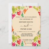 Elegante Roze & Groene Bloemen Harten Arbor Weddin Kaart (Voorkant)