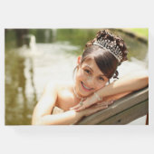 Elegante roze & groene bloemen Quinceañera Guest B Gastenboek (Achterkant)