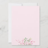 Elegante roze groene bloemen waterverf baby shower kaart (Achterkant)