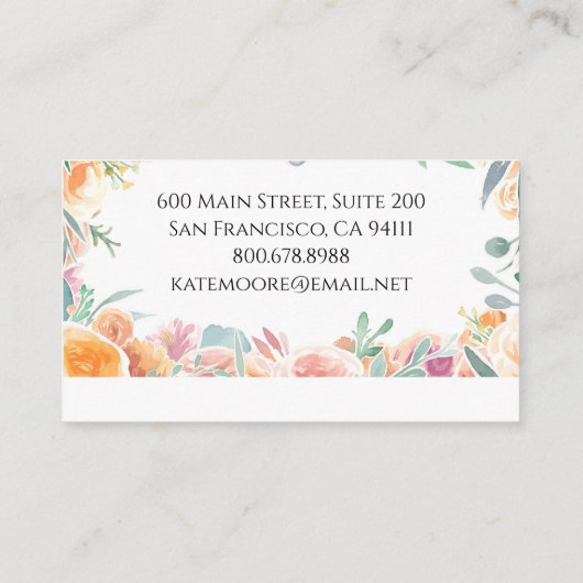 Elegante roze groene bloemenborder evenementenplan visitekaartje (Achterkant)