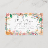 Elegante roze groene bloemenborder evenementenplan visitekaartje (Voorkant)