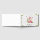 Elegante Roze Groene Bloemige Bloemen Bruidsdouche Gastenboek (Volledig)