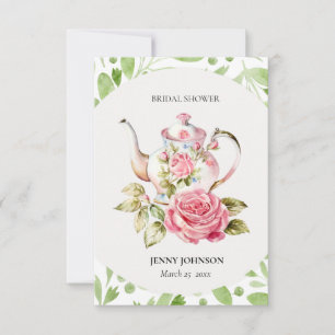 Elegante Roze Groene Bloemige Bloemen Bruiloft Fee RSVP Kaartje