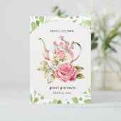 Elegante Roze Groene Bloemige Bloemen Bruiloft RSVP Kaartje (Staand voorkant)