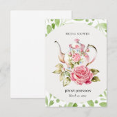 Elegante Roze Groene Bloemige Bloemen Bruiloft RSVP Kaartje (Voorkant / Achterkant)