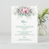 Elegante Roze Groene Moderne Huwelijk Menu (Staand voorkant)