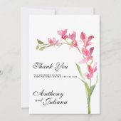 Elegante roze groene orchidee bloem zomer Dank u Kaart (Voorkant)