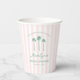 Elegante Roze Groene Palm Springs Bruidsuitnodigin Papieren Bekers