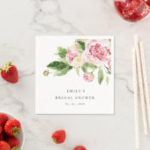 Elegante Roze Groene Pioen Bloemige Bruiloftsdouch Servet (Insitu)