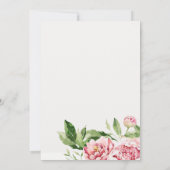 Elegante roze groene pioenroos Floral Waterverf Notitiekaartje (Achterkant)
