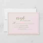 Elegante roze groene Stippen bruiloft RSVP Kaartje (Voorkant)
