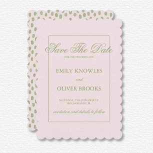 Elegante roze groene Stippen bruiloft Save The Date