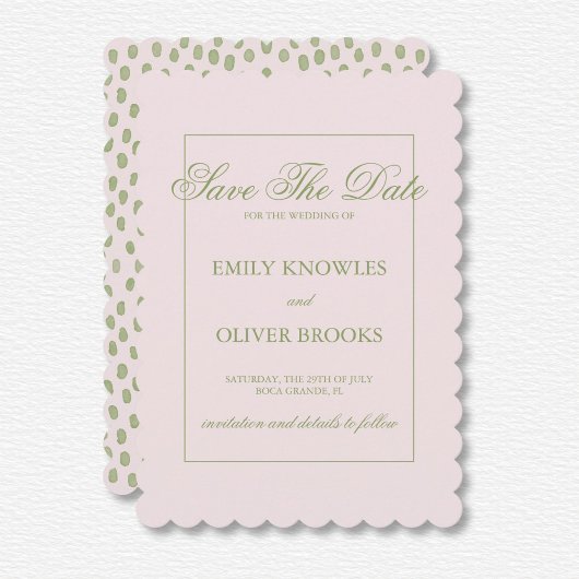 Elegante roze groene Stippen bruiloft Save The Date