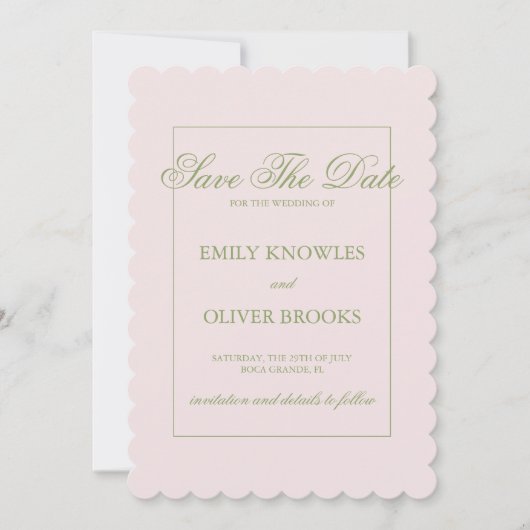 Elegante roze groene Stippen bruiloft Save The Date (Voorkant)