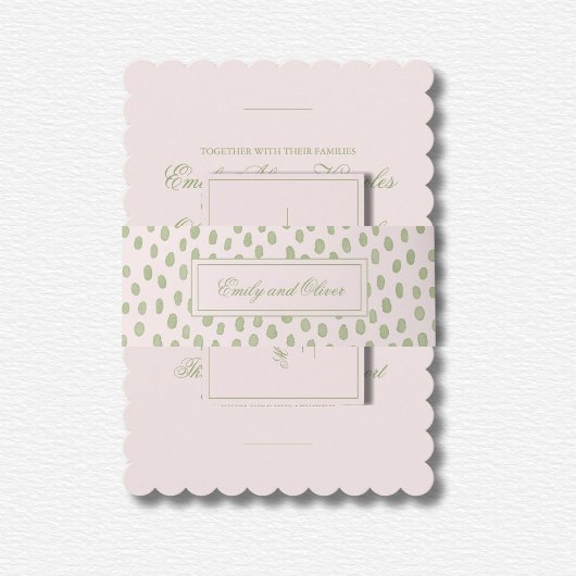 Elegante roze groene Stippen bruiloft Uitnodigingen Wikkel