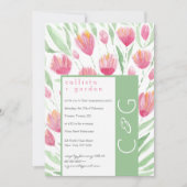 Elegante Roze Groene Tulp Bloemen Waterverf bruilo Kaart (Voorkant)