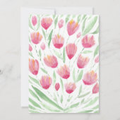 Elegante Roze Groene Tulp Bloemen Waterverf bruilo Kaart (Achterkant)